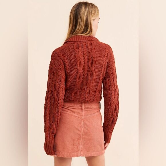 FREE PEOPLE Ray Button Front Corduroy Mini Skirt Rust Pink Fall Size 8 10 New - Picture 5 of 14
